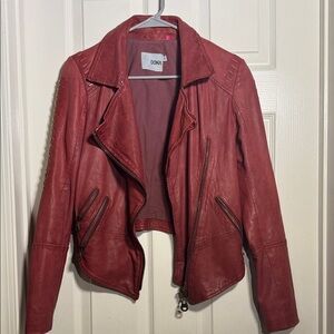 Doma Women's Bold Red Leather Jacket